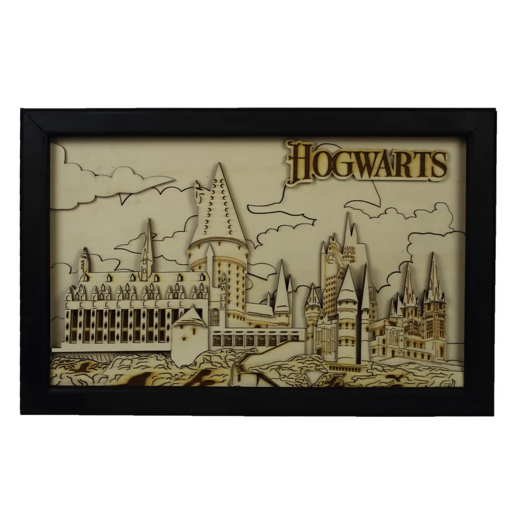 Hogwarts Tablosu – 3D Ahşap Harry Potter Şato Hediyelik Duvar Dekoru